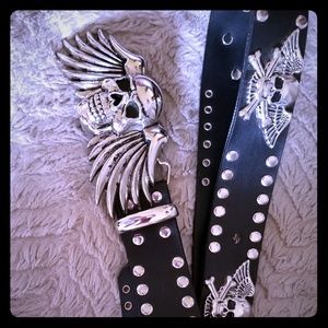 Gothic Leather Skull Belt